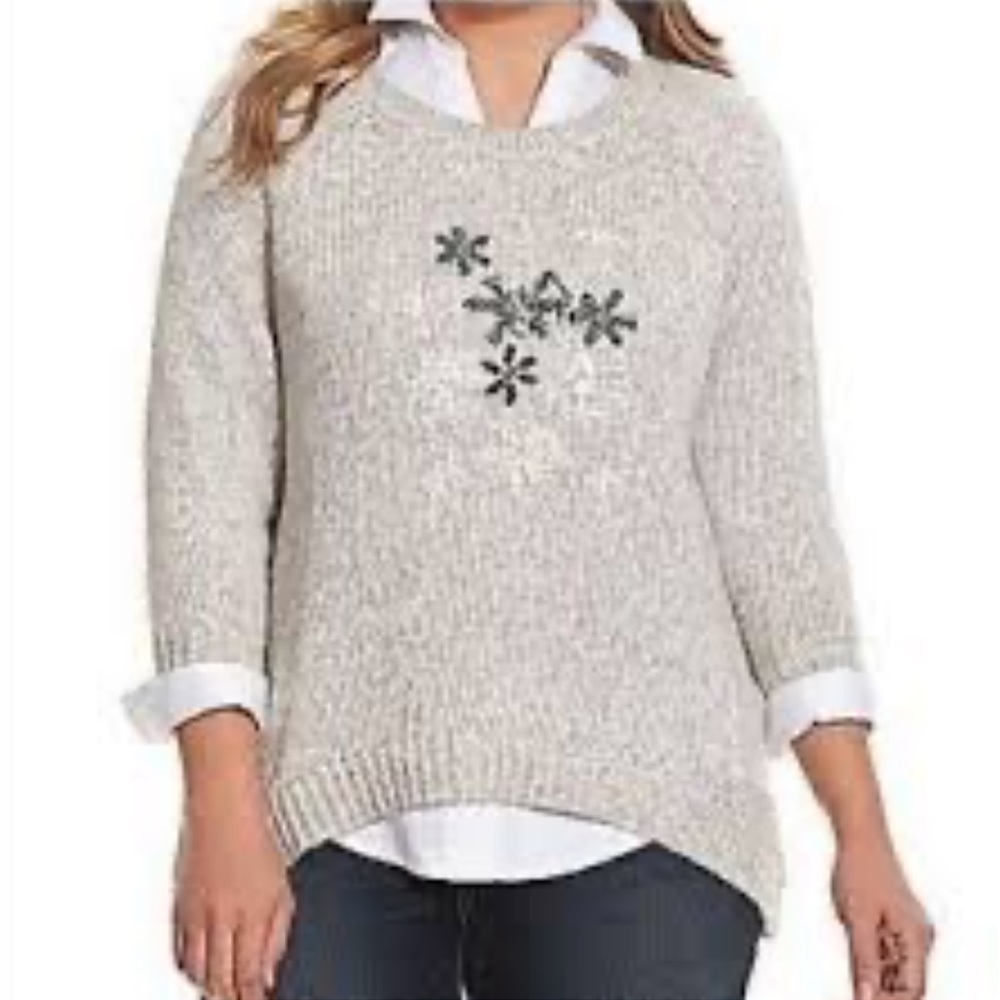 Lane Bryant Knit Snowflake Casual Winter Sweater Size 14/16